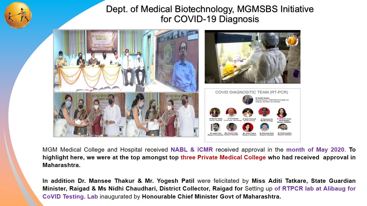 Dept. of Medical Biotechnology, MGMSBS Initiative for COVID-19 Diagnosis