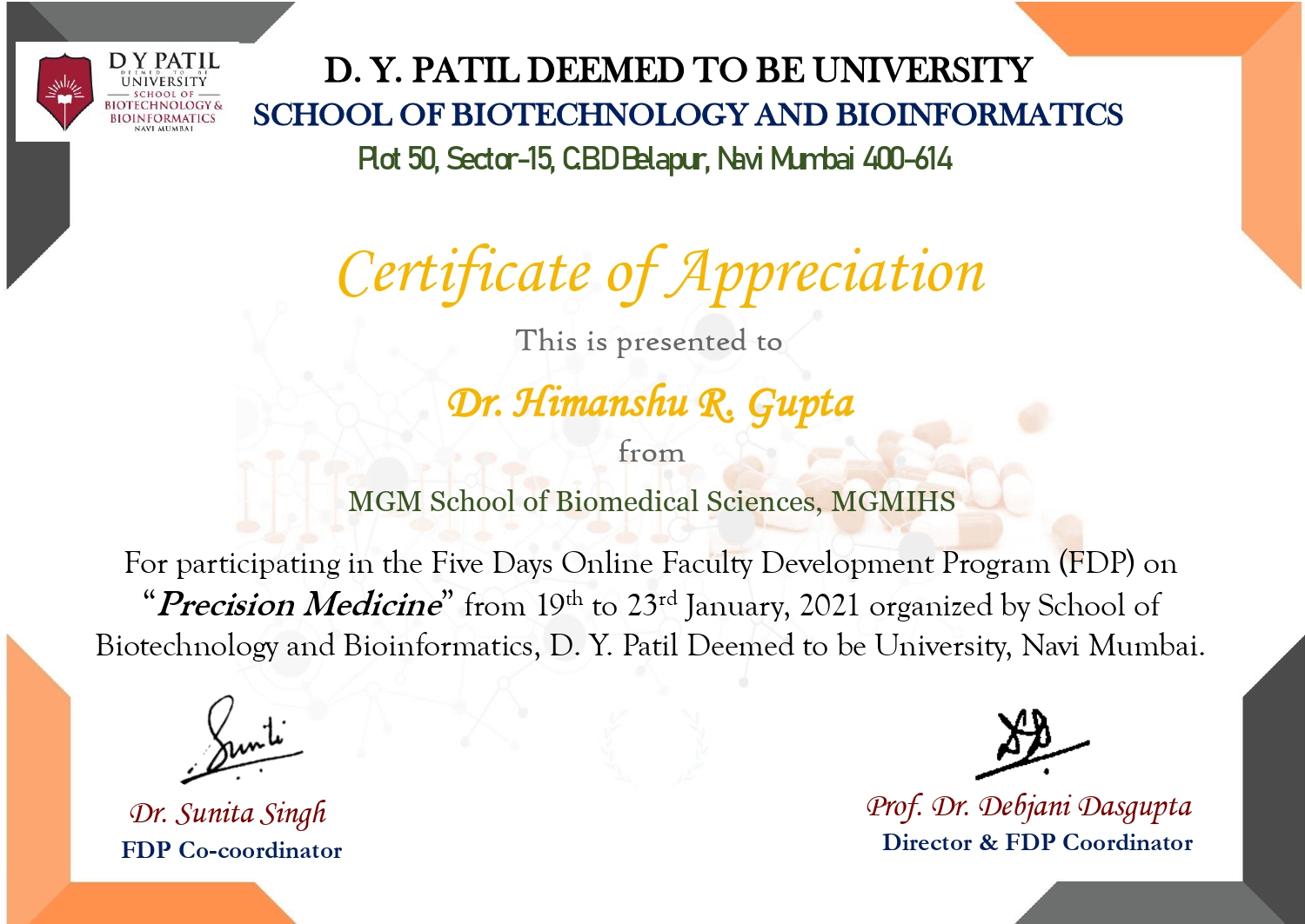 MGMIHS SBS Faculty Development Program FDP 